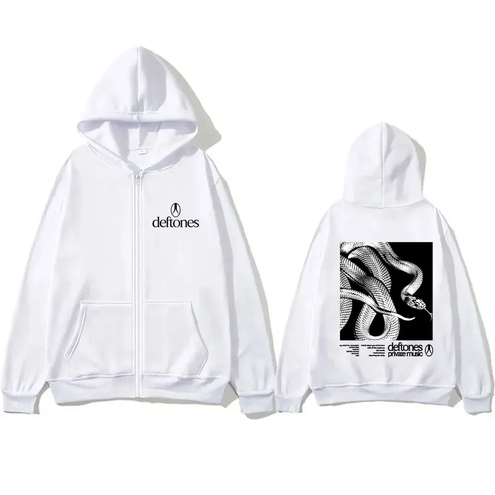 

Rock Band Deftones Private Music Snake Graphic Zipper Hoodie Men Women Clothing Alternative Heavy Metal Oversized Zip Up Hoodies