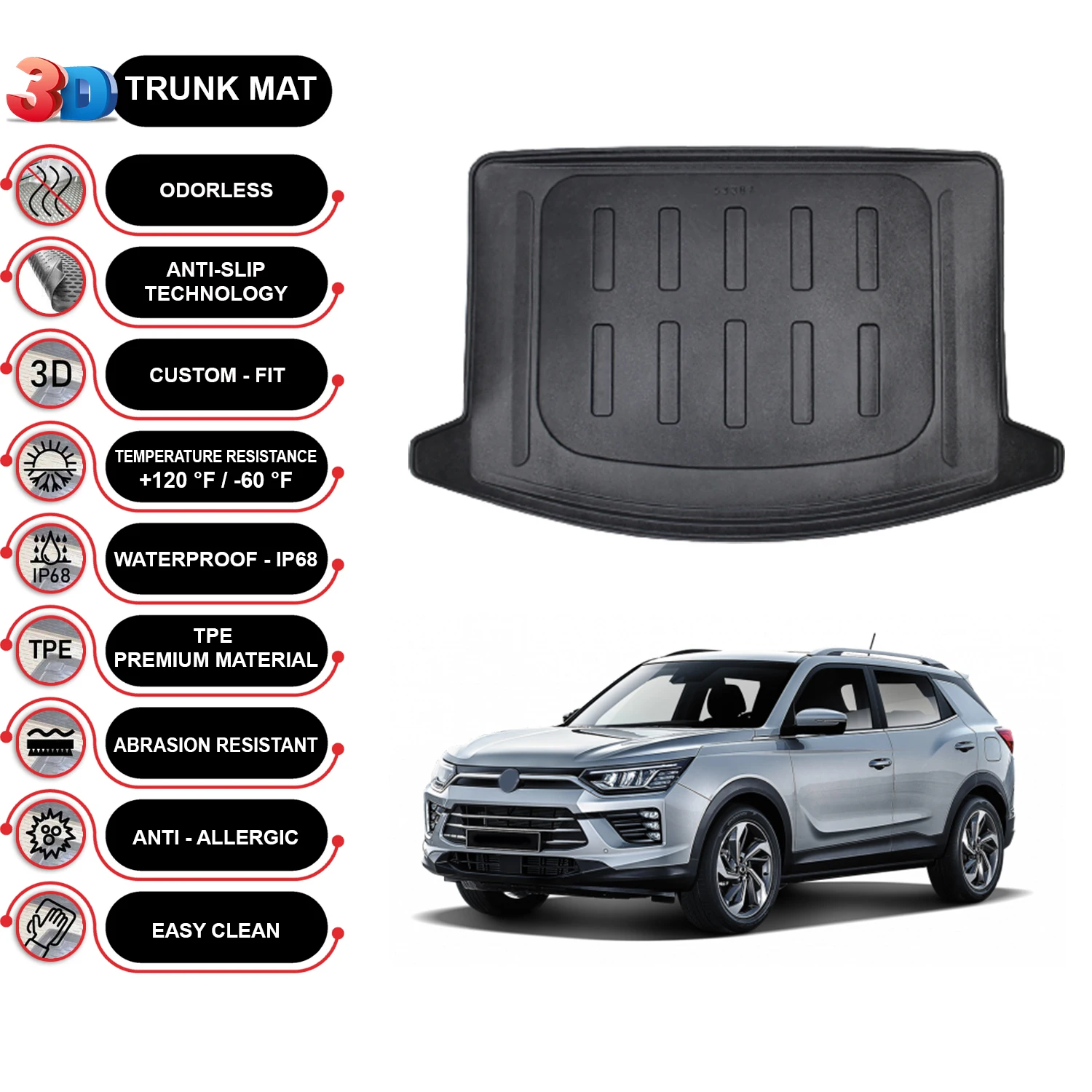 

Ssangyong Korando 2020-2023 Cargo Liner Rear Trunk Floor Mat