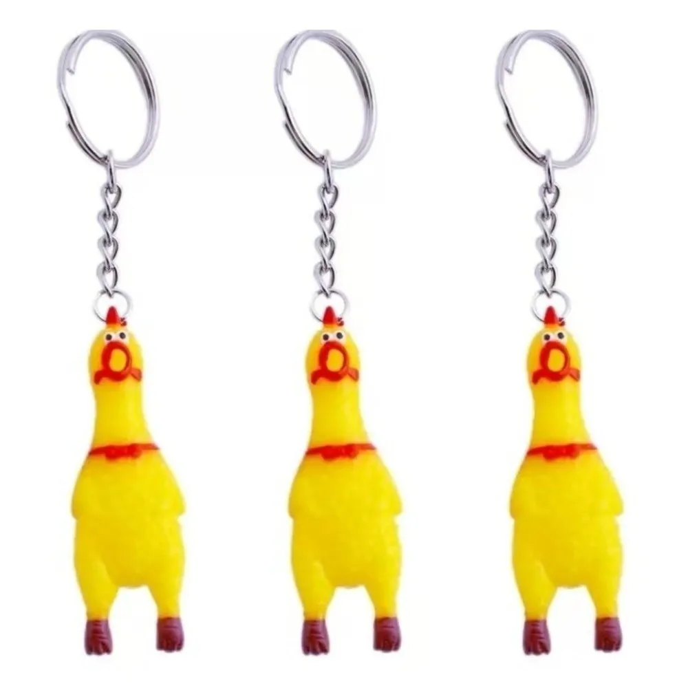 3 pcs Funny Screaming Chicken Keychain Bag Charms Creative Screaming Hens Pendant Hanging Decor Chicken Key Ring Backpack Decor