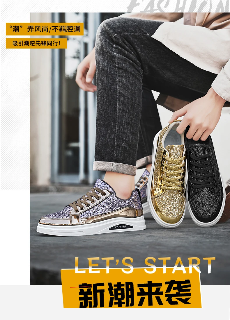 Neue Frühlings- und Herbst-Herrenschuhe mit Pailletten, Modische Britische Freizeitschuhe, Trendige Schuhe, Vielseitige Niedrige Sportsneaker – Detail 4