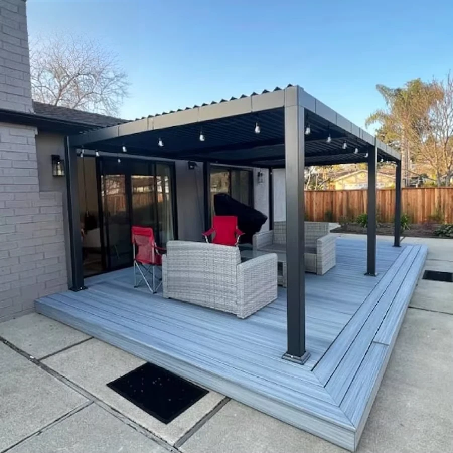Modern Aluminum Louvered Pergola UV Resistant Weatherproof Shade Roof Shelter For Patio Swimming Pool Backyard Garden Yard