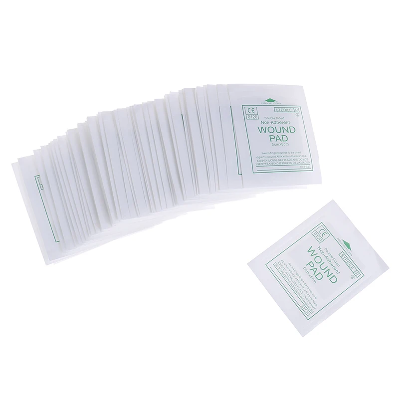 50Pcs Gaas Pad Katoen Ehbo Waterdicht Wondverband Steriele Medische Gaas Pad Wondverzorging Benodigdheden