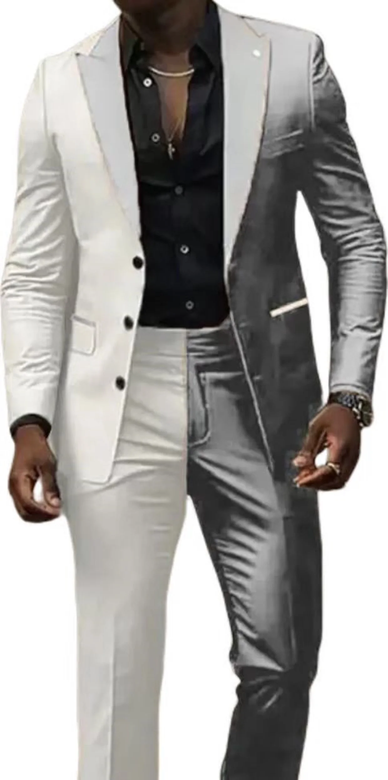 Two Color Panels for A  Men\'s Suits，Tailor-made Suits，2 Pieces Blazer and Pants Set，Single Breasted，for Summer Beach，Groomsmen