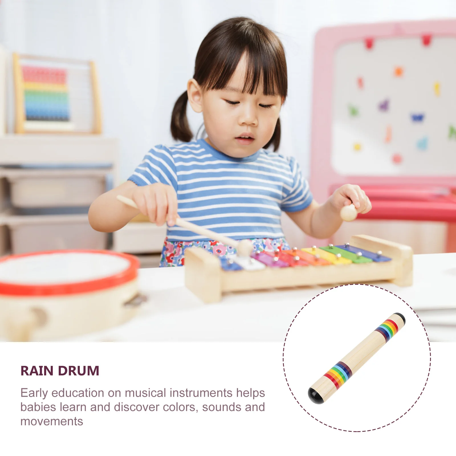 Instrumento de percusión Orff con sonido de lluvia de madera, juguete de iluminación Musical, juguete recreativo de larga duración, juguete para bebé no tóxico