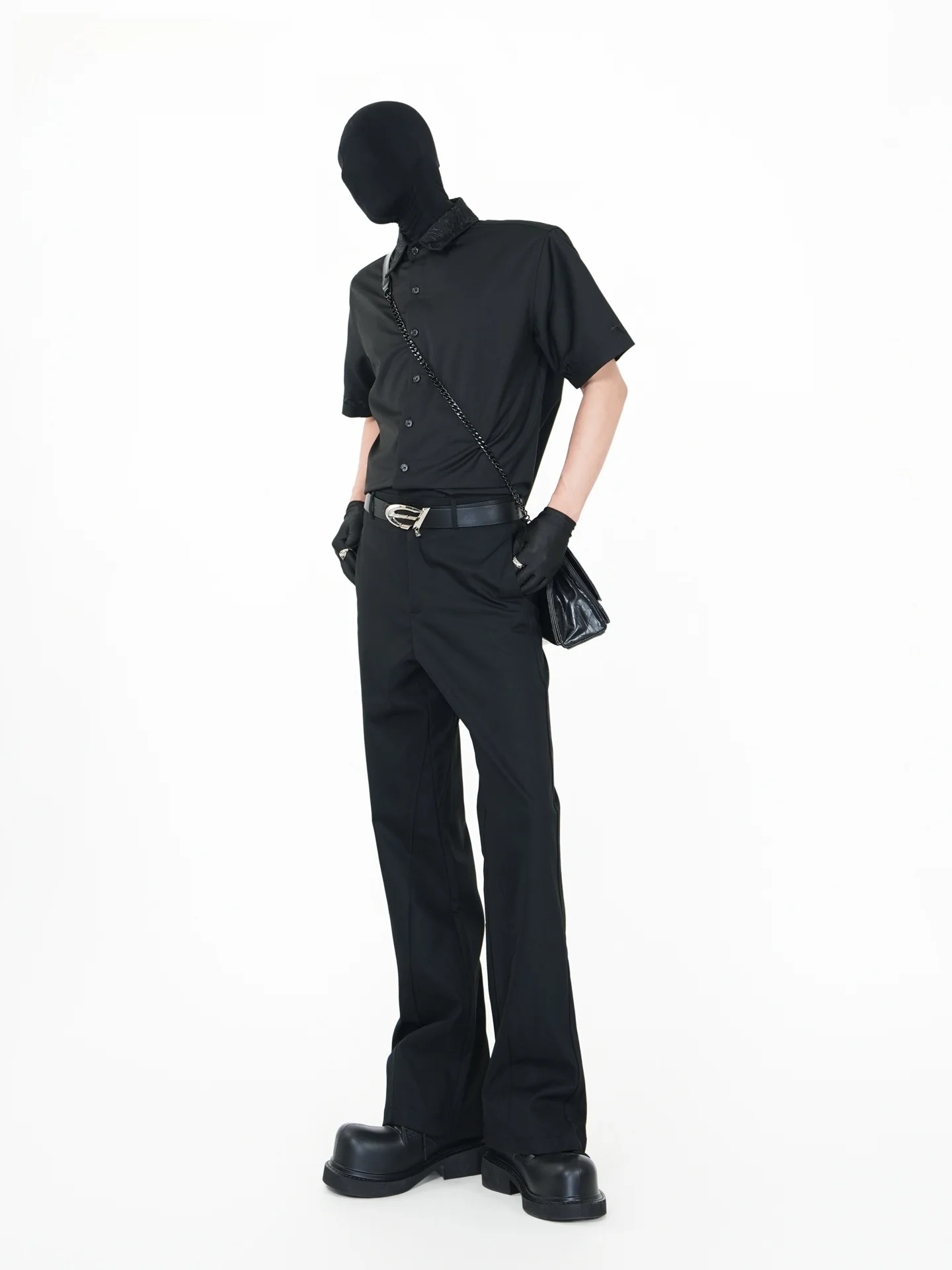 

VE2 Slim Fit Casual Trousers Men's Bla Bell Bot Zipper kets Polyester Fiber Long Pants Summer Youth Faion