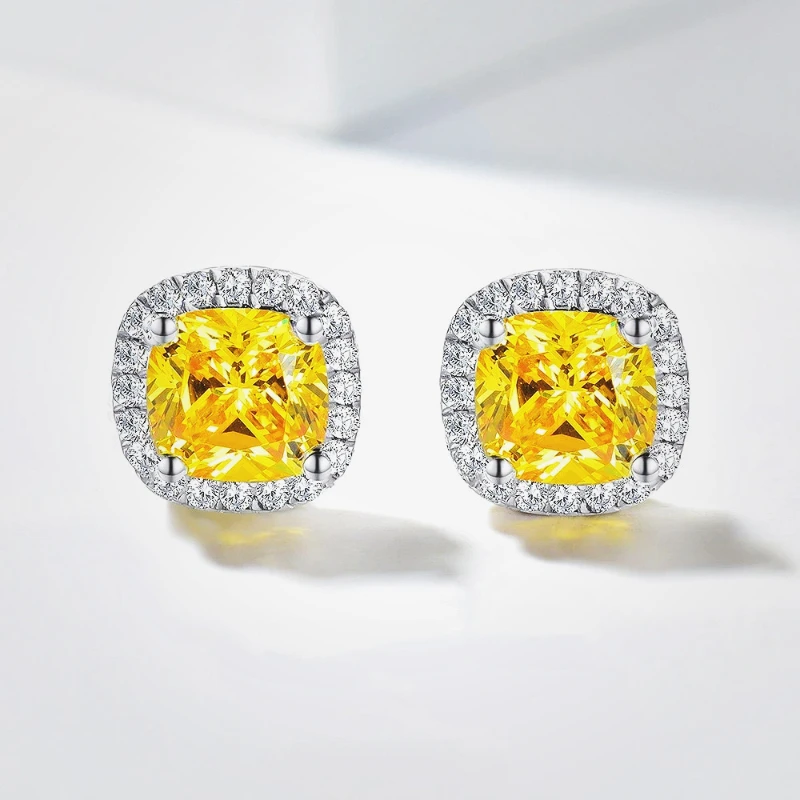 

Vintage Asscher 1ct Lab Yellow Diamond 925 Sterling Silver Earrings for Women Wedding and Party's Jewery Wholesale
