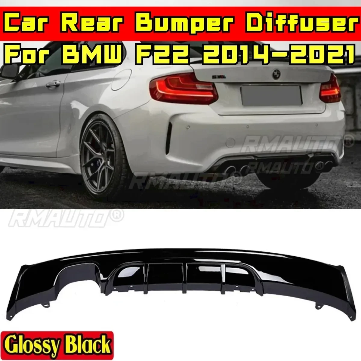 F22 Rear Bumper Guard Glossy Black MP Style Car Rear Bumper Diffuser Splitter Body Kit For BMW F22 2014-2021 Car Accessories