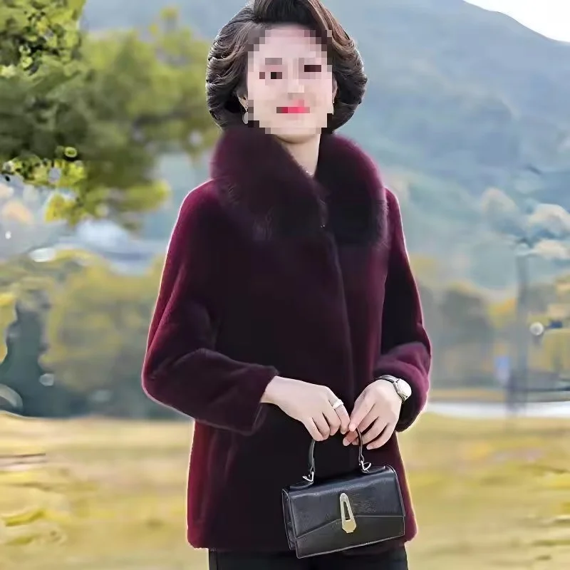2026 Autumn Winter High-quality Mink Coat Women  Mink Velvet Jacket Fashion Fur Coats Middle-aged Elderly Mother Outwear Ladies