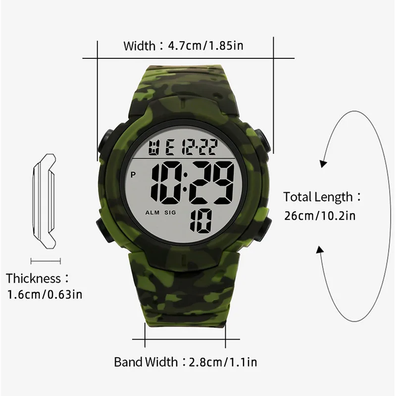 Digital Stopwatch Sport Watches Men, 5Bar Waterproof Wristwatch Man,SYNOKE 9808