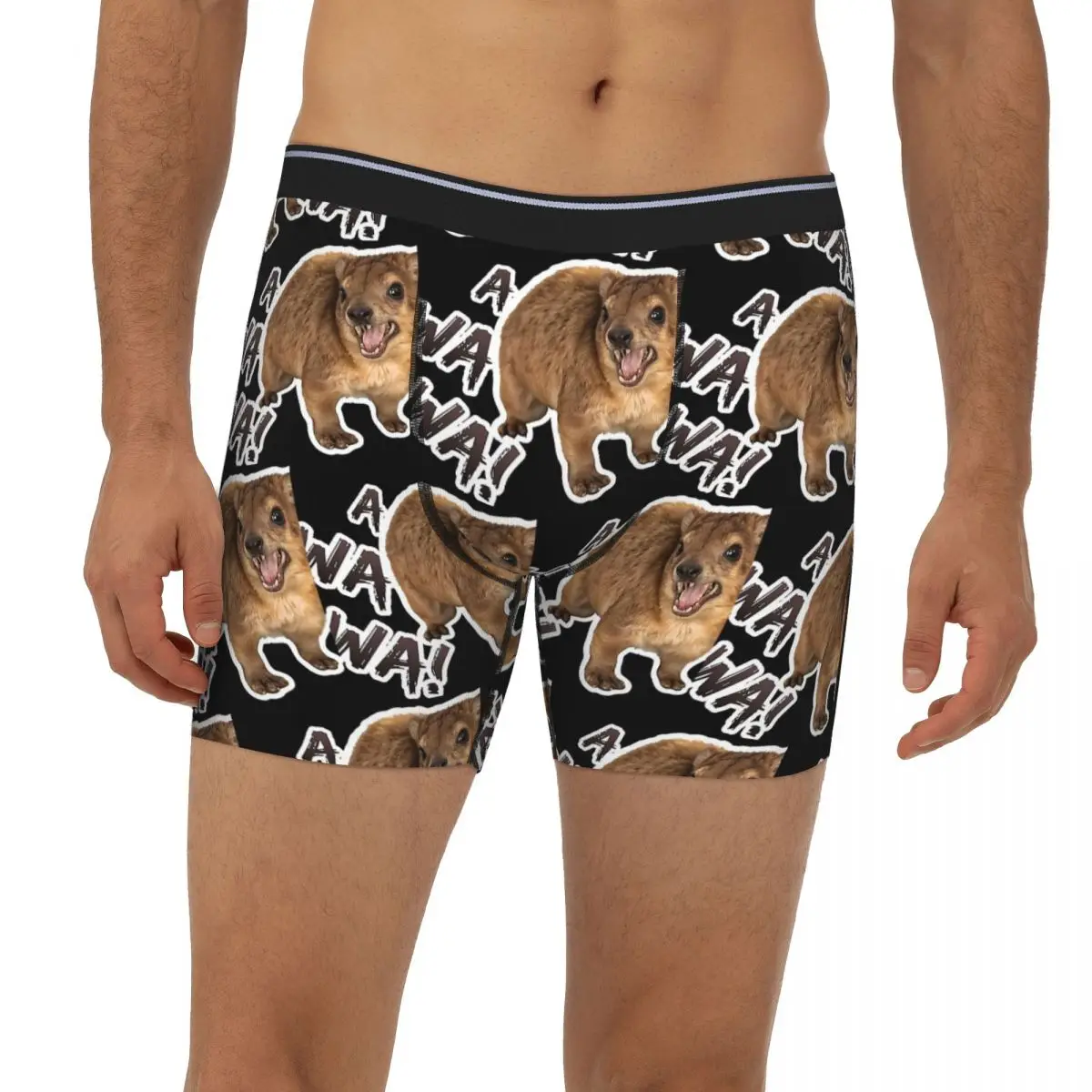 

Awawa Angry Screaming Rock Hyrax Meme Long Boxer Underpants Short Men's Panties Underwear for Homme Man Boyfriend Gift