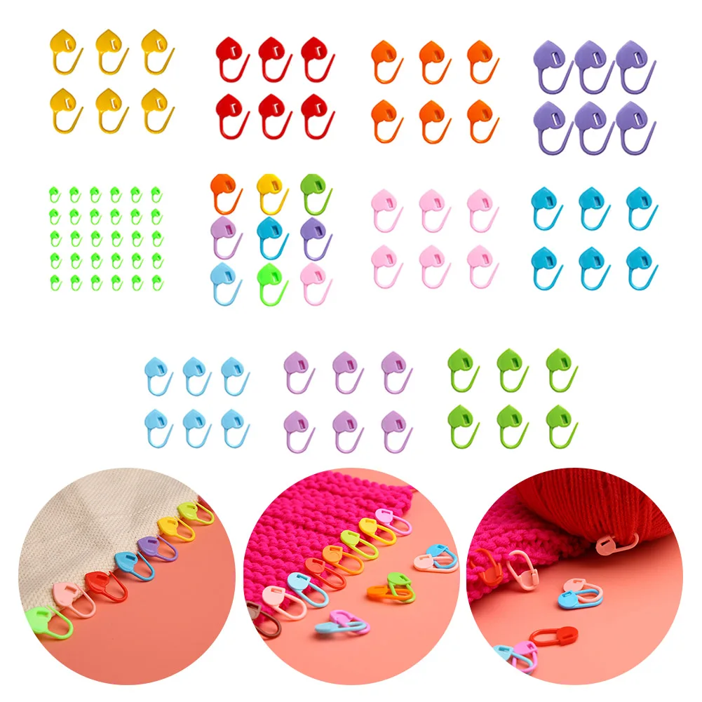 Stay Organized in Crochet and Knitting Projects with 100PCS Plastic Locking Needle Stitch Holders Markers Clip Assorted Colors