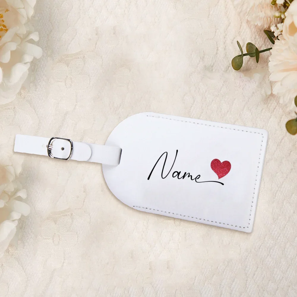 Personalised Name with Heart Leather Luggage Tag Custom Suitcase Tag Luggage Tag for Bridesmaid Suitcase Identifier Label