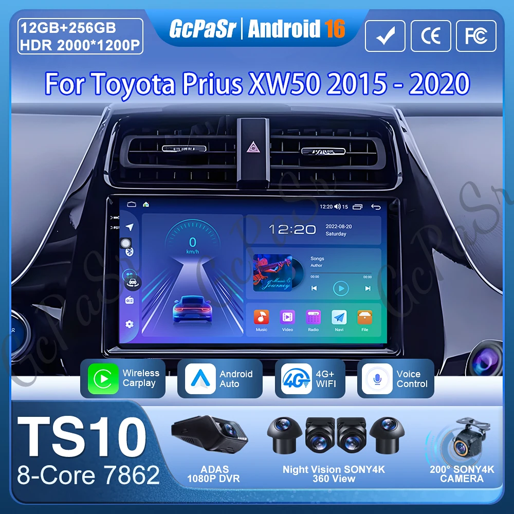 

Автомобильный радиоприемник Carplay для Toyota Prius XW50 2015 2016 2017 2018 2019 2020 навигация GPS Android Auto Android 15 видео 5G без 2din BT