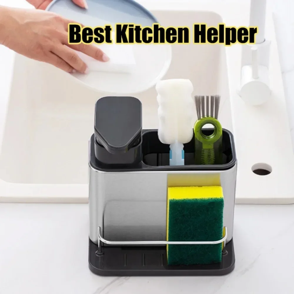 Soap Dispenser Hand Soap Bottle Kitchen Dishwashing Storage Rack Kitchen Supplies Combination Multifunctional Sink image 4