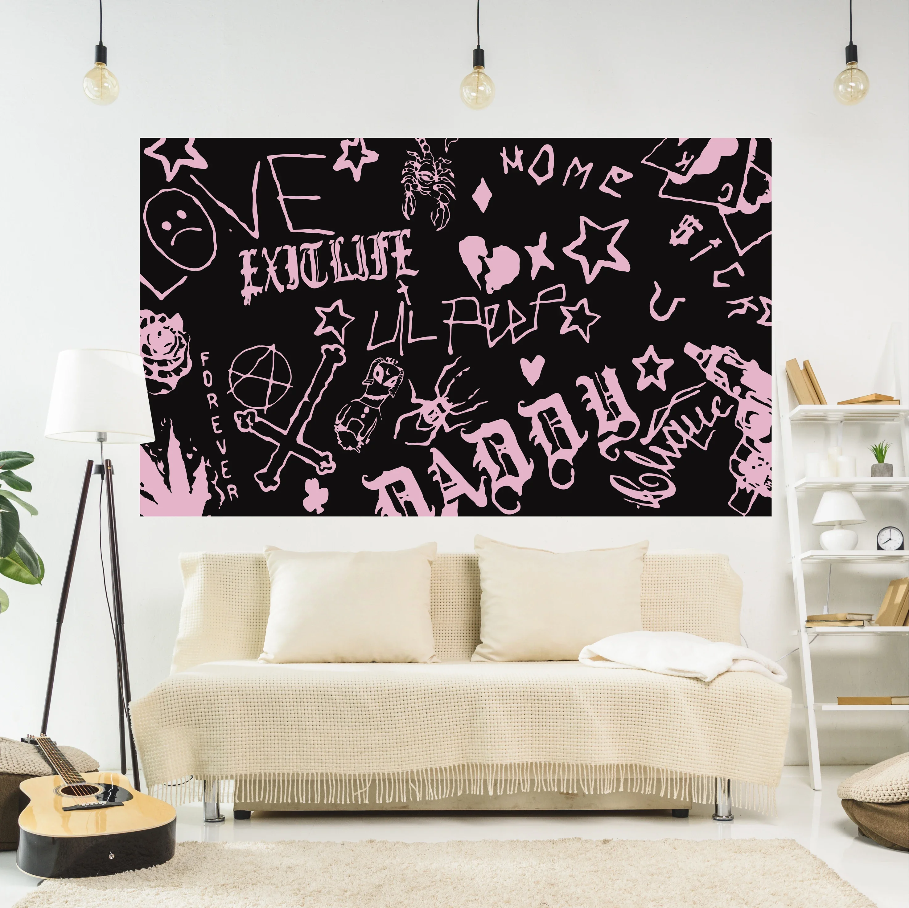 Lil Peep Tapestry Black Hippie Witchcraft Printed Dormitory or Room Decor Wall Hanging Carpets Party Backdrop Sofa Blanket