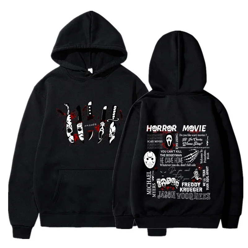 women friends knife Horror Movie Hoodies,Halloween pullovers,long sleeve sweaters,fashion Harajuku casual cool,fashion