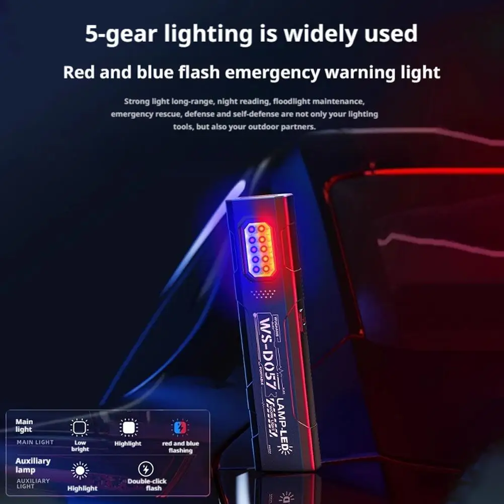 مصباح يدوي صغير بسلسلة مفاتيح LED USB-C قابل لإعادة الشحن 800Lm مصباح شعلة محمول للجيب ضوء عمل بدون استخدام اليدين مع مغناطيس