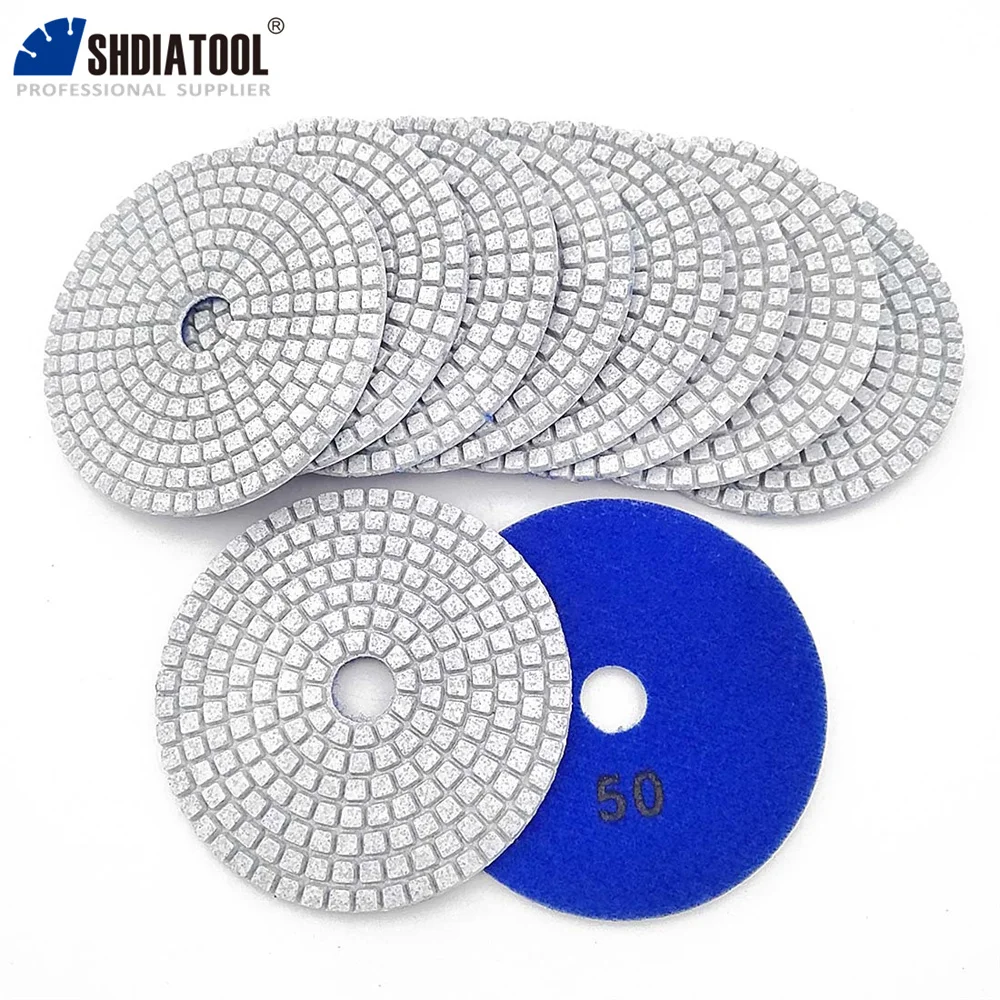

SHDIATOOL 10 шт 4 "/100 мм зернистость 50 Professional White Diamond влажной полировки связке шлифовальные диски камень Plolishing диск