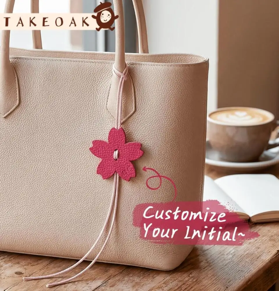 Custom Initials Cherry Blossom Bag Suitcases Charms with Colorful Rope Personalized Monogram for Handbags Customized Cute Tag