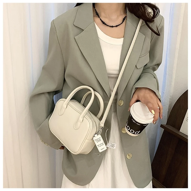 Women Solid Color Shoulder Bag Shopping Bag PU Leather Crossbody Bag Handbag