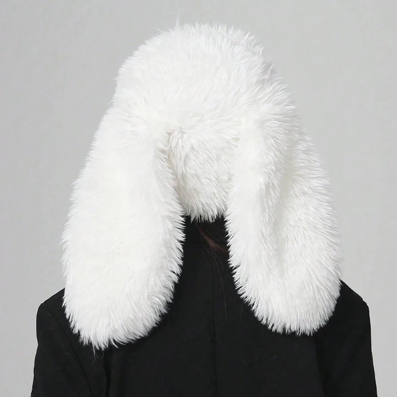 قبعة نسائية شتوية لطيفة على شكل أرنب بأذنين طويلة من القطيفة، تحمي الأذنين الدافئة ومنع البرد، مناسبة للمشي والتسوق اليومي في الهواء الطلق