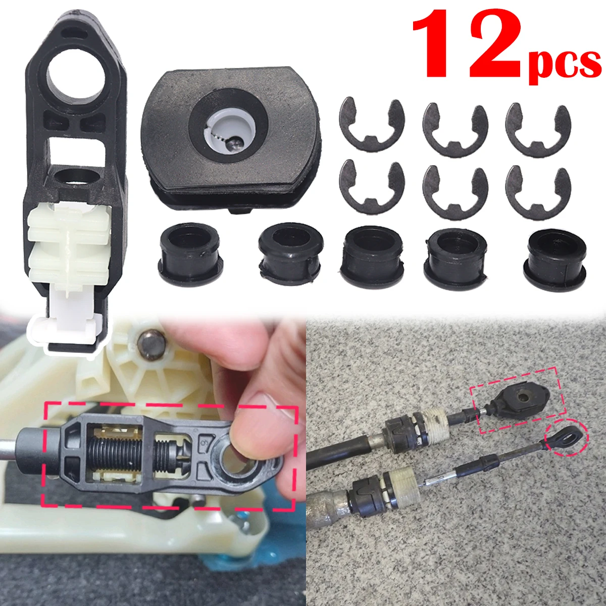 

12pcs Gear shift cable linkage For Suzuki SX4 GY EY RW Fiat Sedici 2005-2010 Lever End Connector Adapter Selector Grommet Sleeve