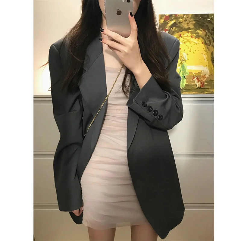 Décontracté femme Blazer sacs manches débuttons soirée beauté bleu dégradé boutonné flocage flatteur élastique Peplum cachemire mélanges