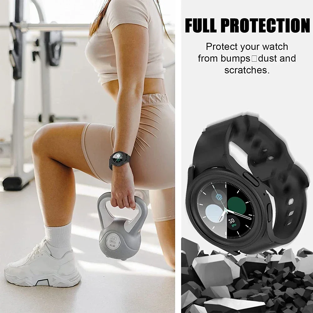 삼성 갤럭시 워치 6용 유리+케이스 40mm 44mm 방수 PC 케이스 갤럭시 워치 6 클래식 43mm 44mm 커버+스크린 프로텍터