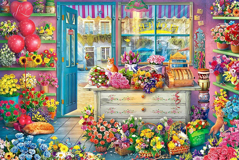 

Small town florist The wooden puzzle 1000 pieces ersion jigsaw puzzle white card adult children's educational toys