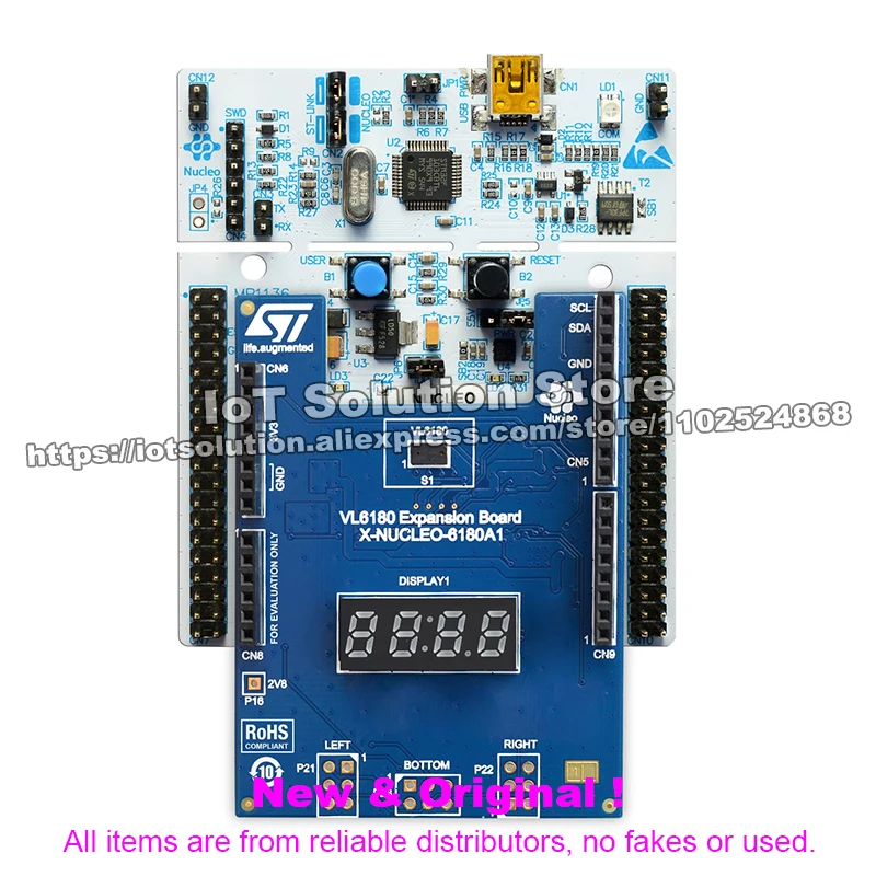 P-NUCLEO-6180A1 VL6180V1 Nucleo pack. Includes VL6180V1 Expansion board and STM32F401RE Nucleo