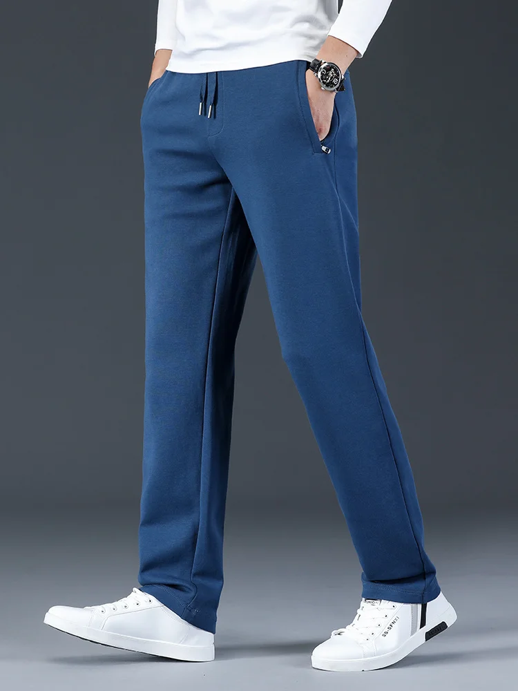 

Zip 2023 New Spring Pockets Long Sweatpants Men Joggers Blue Black Grey Sportswear Straight Track Pants Casual Cotton Trousers