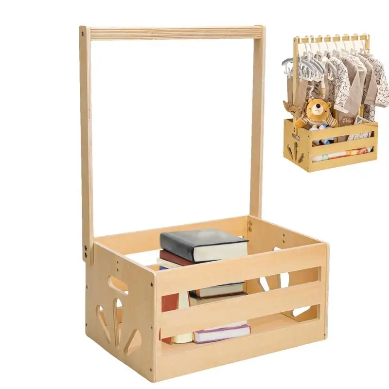 

Baby Shower Wooden Crate Closet Smooth Wood Baby Shower Basket Large Toys Capacity New Parents Helper Storage Crate for Bathroom