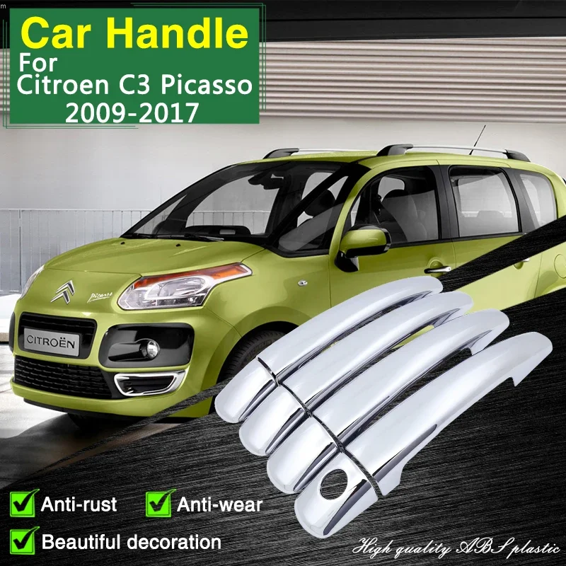 

for Citroen C3 Picasso 2009 2010 2011 2012 2013 2014 2015 2016 2017 Chrome Door Handle Cover Car Accessories Stickers Rustproof