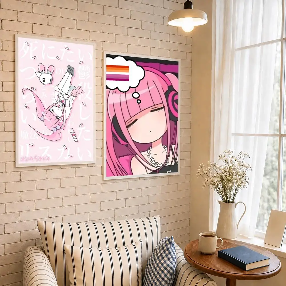 Anime M-Menhera-chan Japanese Kawaii Dark Poster PP Self-Adhesive Wall Decor for Bedroom,Living Room,Dorm,Bar Aesthetic Gift