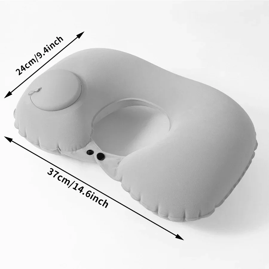 Bantal Tiup Otomatis untuk Perlindungan Leher di Pesawat, Super Ringan, Portabel, Bentuk U, Bantal Servikal untuk Perjalanan Luar Ruangan dan Bekerja
