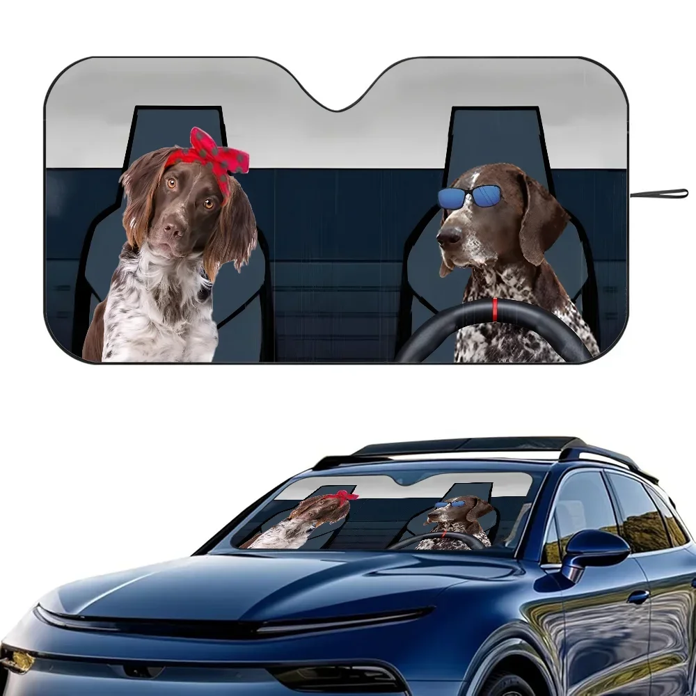 

German Shorthaired Dog Car SunSha Windshield Foldable Three-layer Insulation Sunsha By Suction Cup Blocks UV Rays Sun