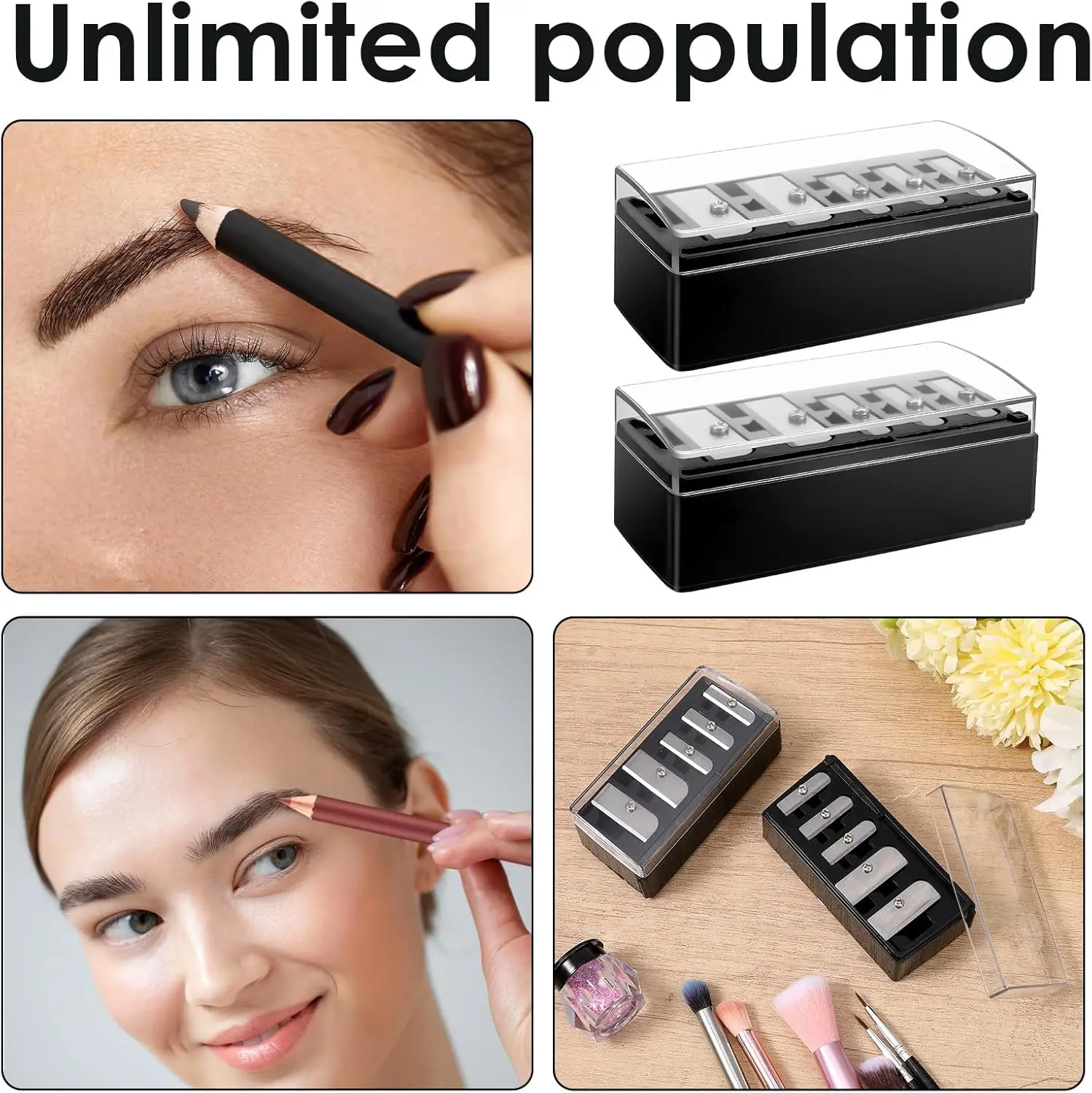 5-Hole Cosmetic Pencil Sharpener for Eyeliner, Eyebrow & Lip Liners - Compact with Lid view 6
