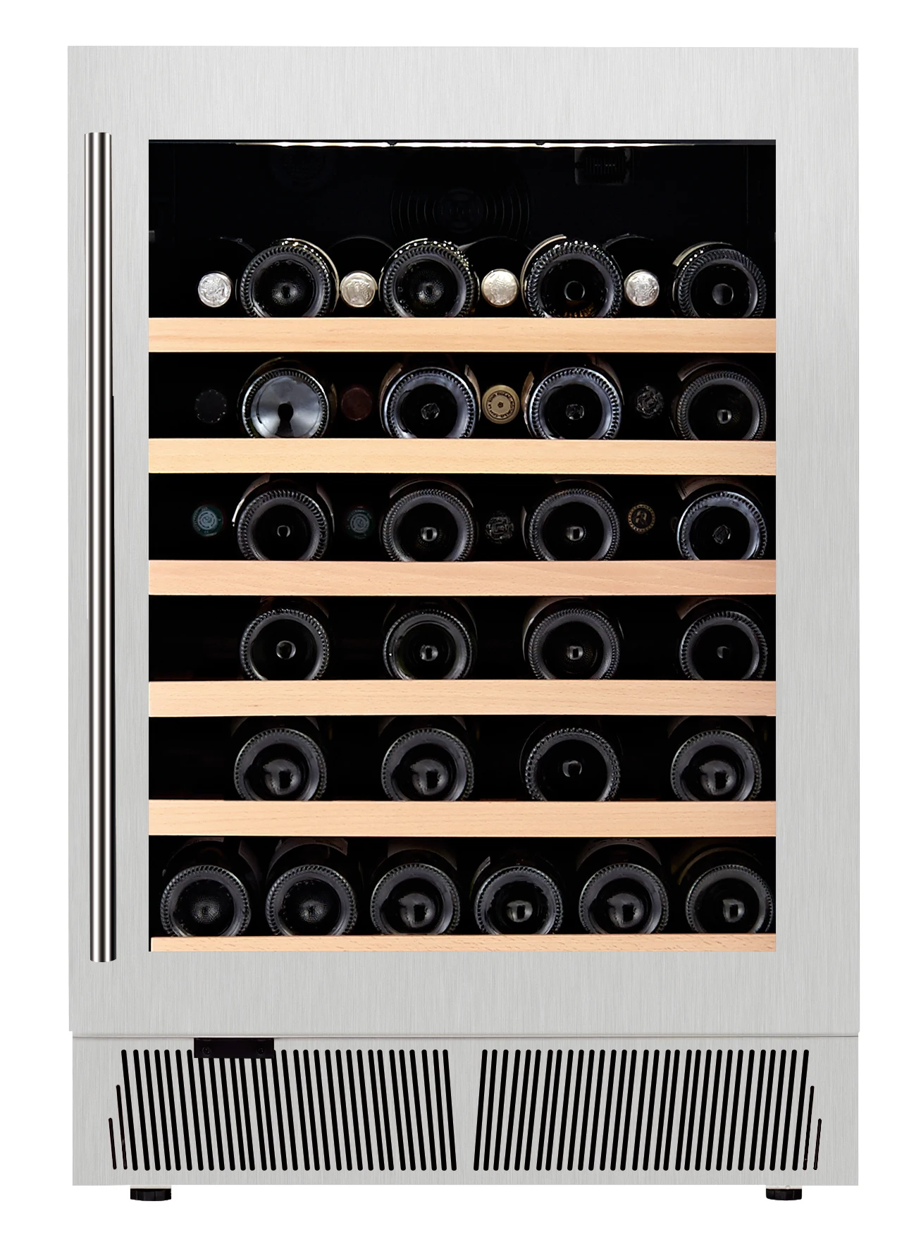 145L Bottle Stainless Steel Mini Wine Cabinet Refrigerator Red Wine Cooler Compressor Cooling System RV Hotels Electric Power