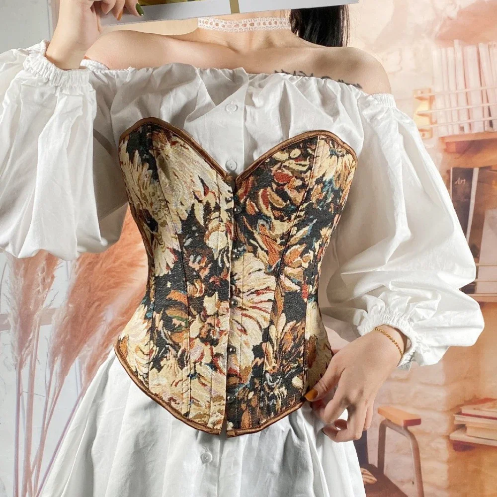 

Lolita Oil Painting Style Corset Waist Trainer Body Shaper Sexy Shapewear Women Fajas Fashion Slimming Shaping Streetwear Cloth