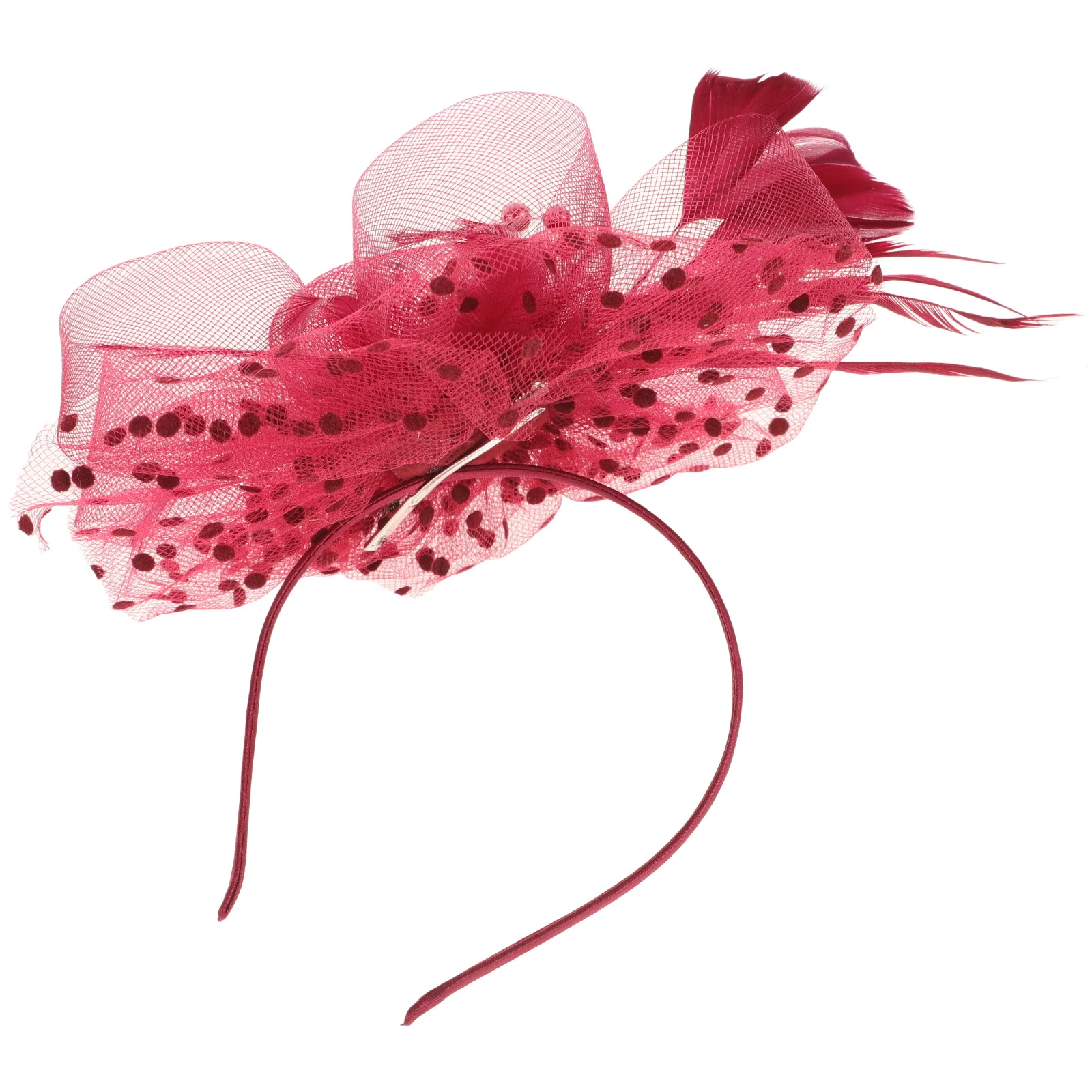 

1Pcs Red Floral Fascinator Hat Soft Mesh Ribbon Tea Party Wedding Headpiece Red Fascinators for Women Fascinator Hat Clip
