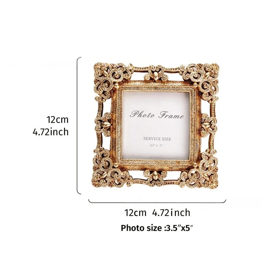 Wedding Decor Vintage Gold Frame Tabletop Display Wall Hanging Option Compact Footprint Square Design Antique Finish