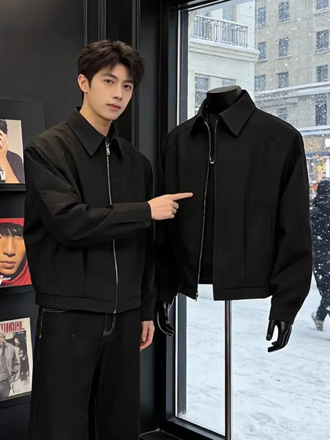 

Мужская весенняя куртка Bla Boxy с подплечниками, в бейсбольном стиле, с отложным воротником, американская летная куртка премиум-класса, молодежная, трендовая