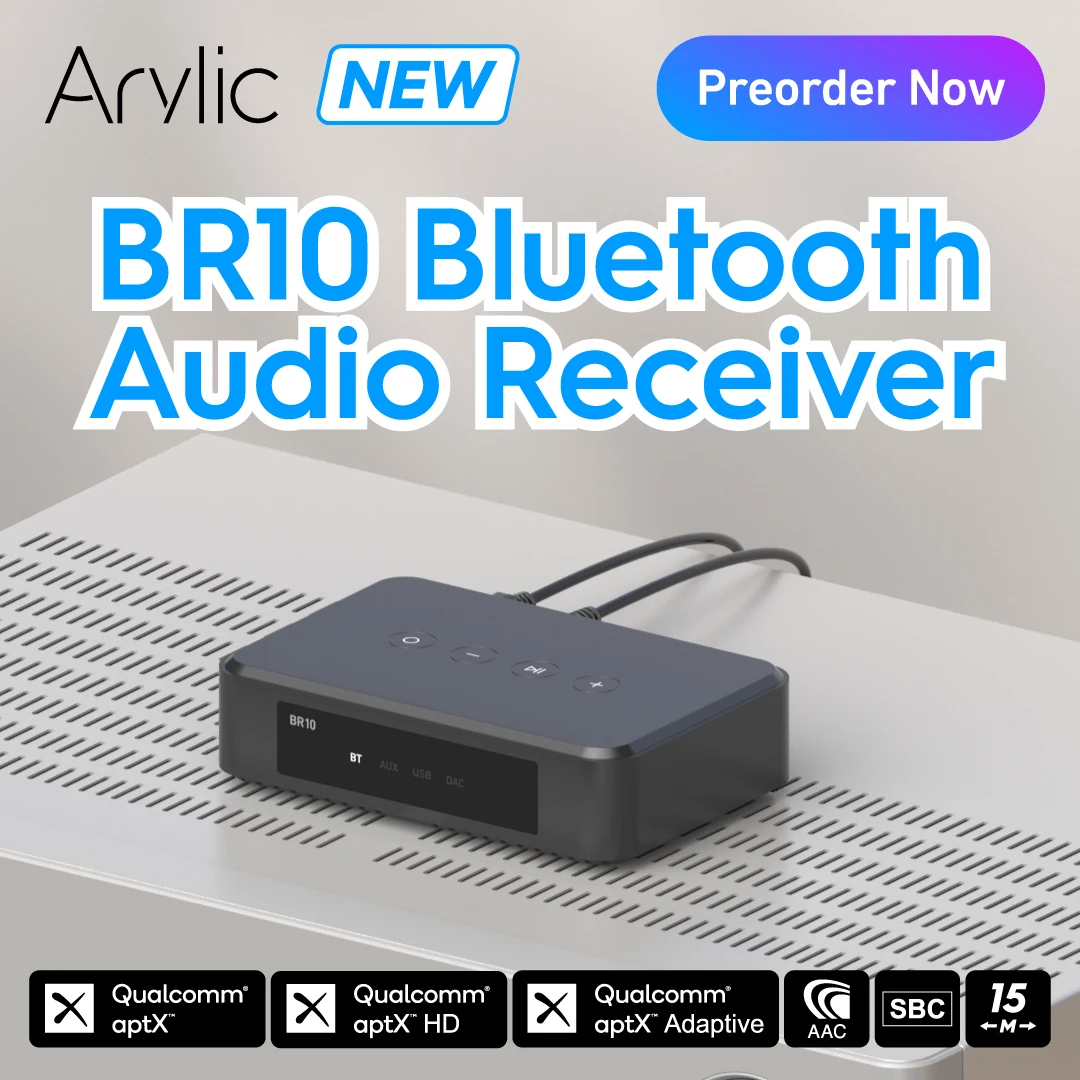 Arylic BR10 Bluetooth wireless  analog input and digital input  USB disk  control the with Android and iOS，with a remote control