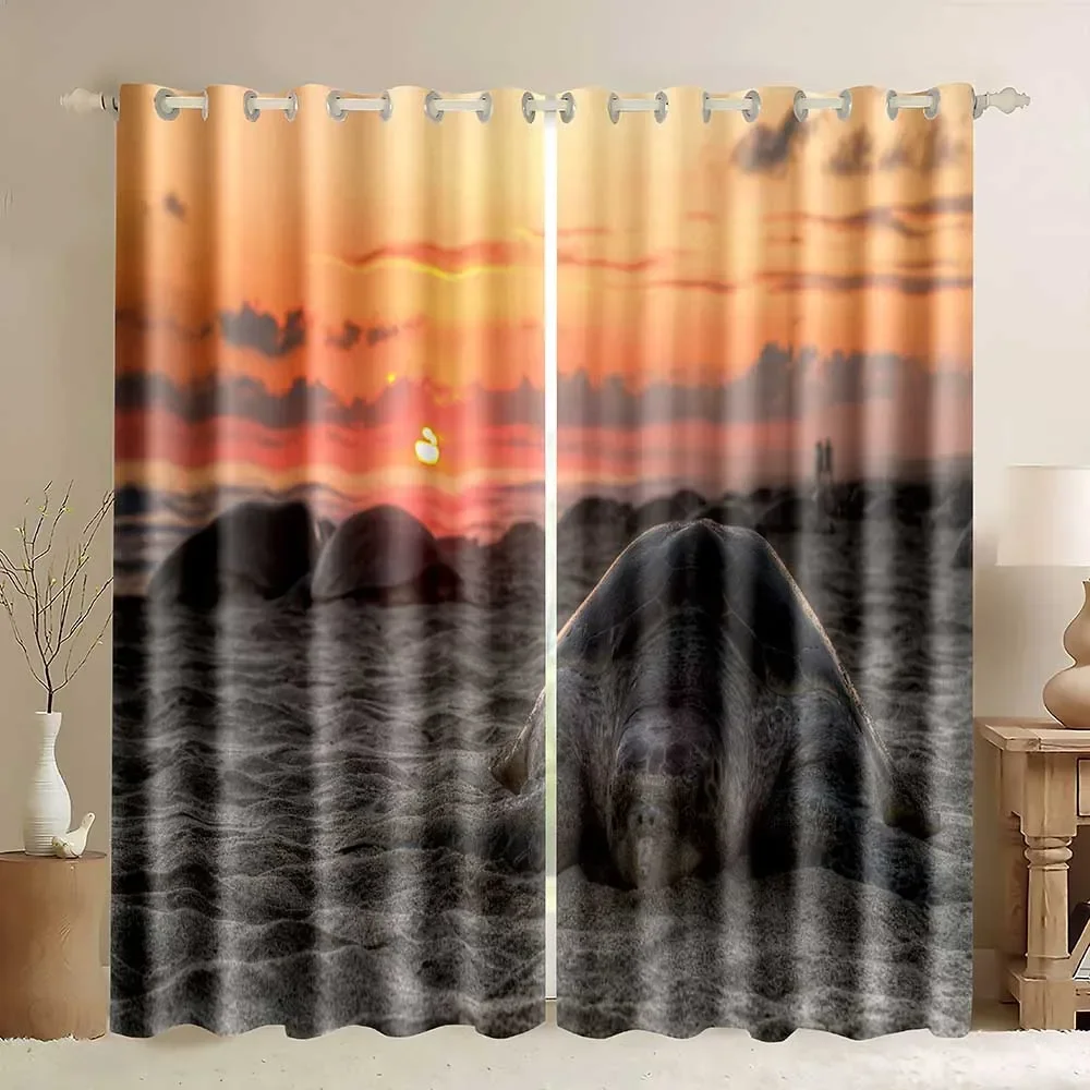 Ocean Animal Blackout Curtain Turtle Tropical Fish Ocean Theme Animal Sea Ocean World Window Curtain for Living Room Bedroom