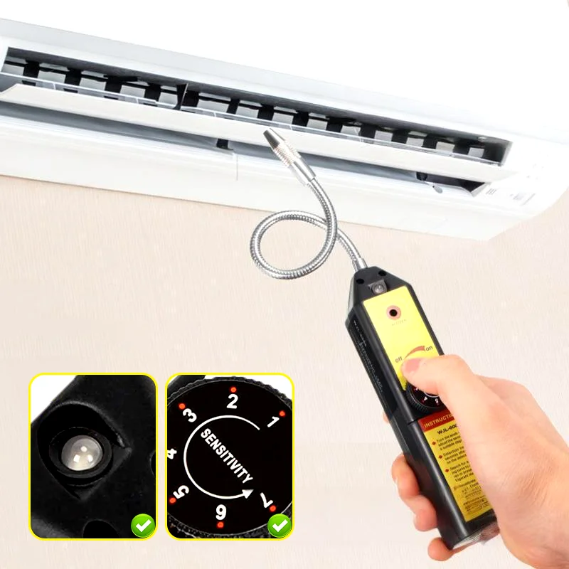

Halogen Leak Detector Freon Gas Analyzer CFC HFC HVAC Halogen Refrigerant Gas Detector Air Conditioning Tester R22 R410A R134A ﻿