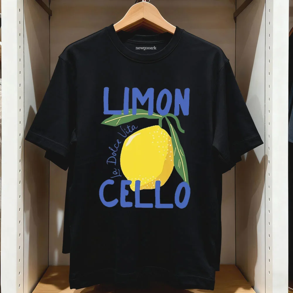 Vintage Italian Limon Cello Graphic T Shirt Men Women Retro Fruit Painting Tee Casual Summer Short Sleeve Cotton Unisex Tops