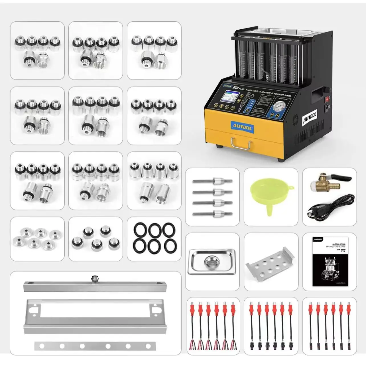 AUTOOL CT200/ CT400/ CT500 GDI Fuel Injector Nozzle Cleaner Injectors Tester 6 Cylinder Ultrasonic Injector Cleaning Machine