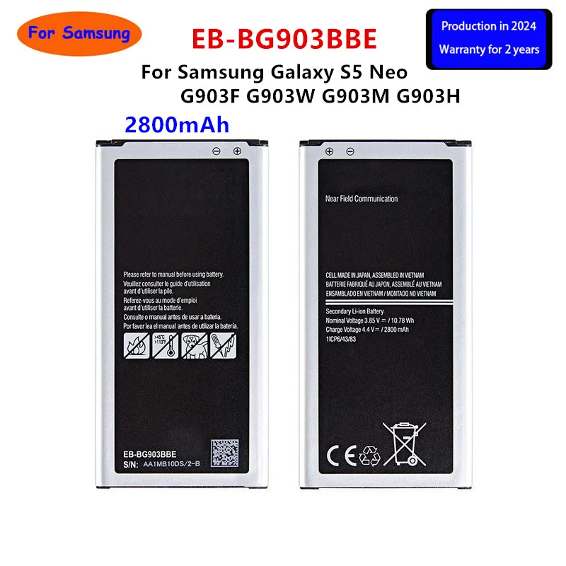 Batería de EB-BG903BBE para Samsung Galaxy S5 Neo G903F, G903W, G903M, G903H, de repuesto, nueva, 2800mAh