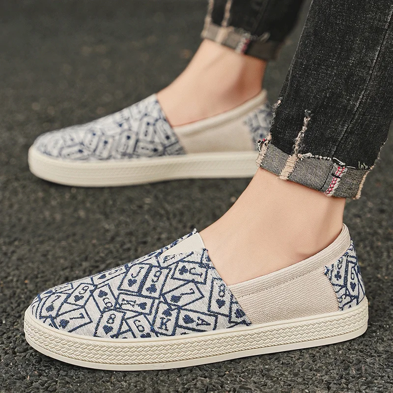 2024 New Summer Fisherman Shoes Men Fashion Print Green Espadrilles Men Loafers Shoe Breathable Slip-On Casual Shoes Man Driving