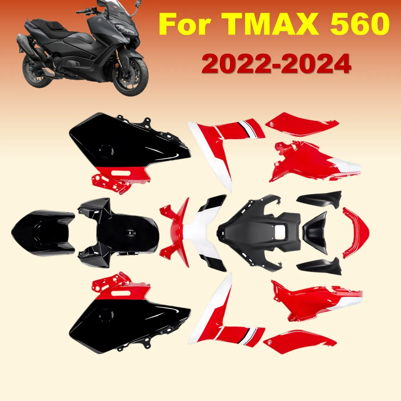 Panel Bodywork Frame Protector Kits For YAMAHA TMAX560 2022 2023 2024 Tmax-560 TMAX 560 Glossy red black fairing